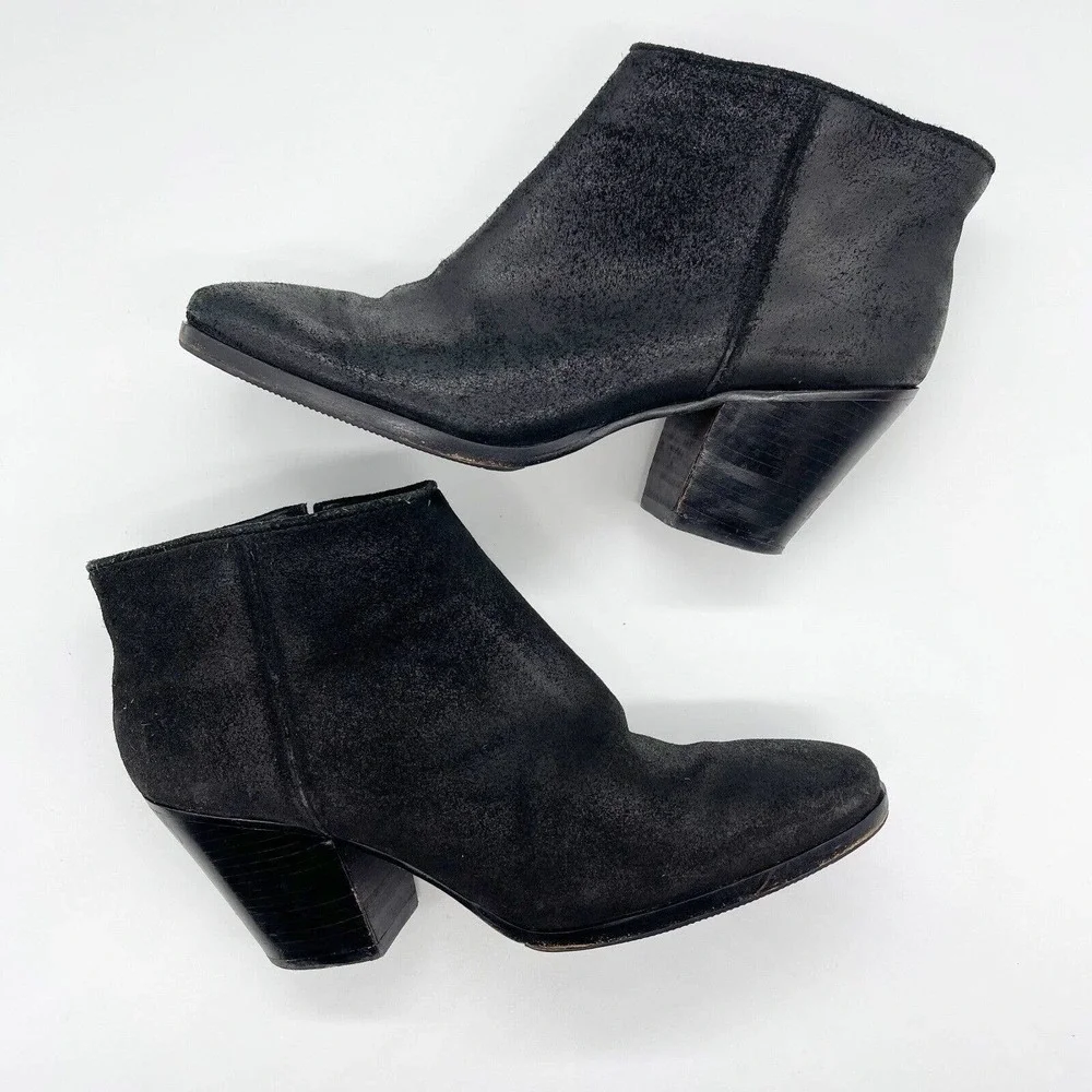Rachel Comey Mars Ankle Bootie Size‎ 8.5 Black Suede Leather Pull On Block Heel